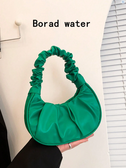 Mini Solid Color Women's Pleated Handbag Cloud & Crescent Shape Women's Handbag