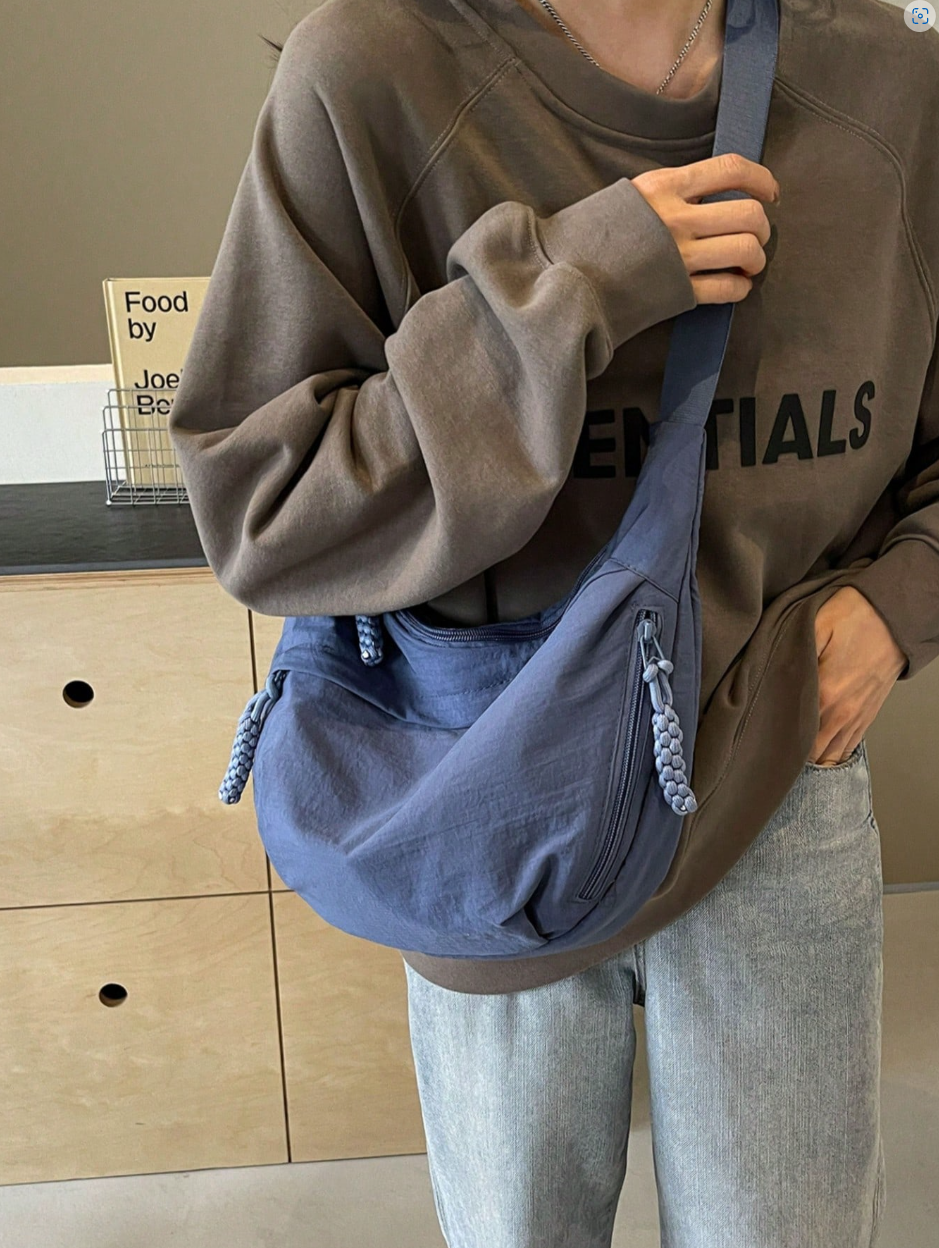 1pc Fashion Colorful Nylon Waterproof Shoulder Bag, Minimalist Casual College Style Design, Wide Shoulder Strap, Multi-Zipper Design, Suitable For Students, Women, Shopping, Travel, Vacation, Daily Use, Can Be Used As School Bag, Street Style, Sports Styl