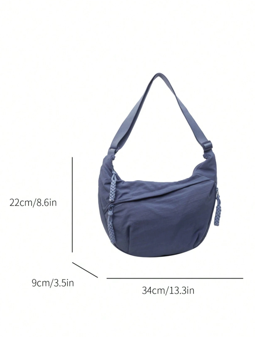 1pc Fashion Colorful Nylon Waterproof Shoulder Bag, Minimalist Casual College Style Design, Wide Shoulder Strap, Multi-Zipper Design, Suitable For Students, Women, Shopping, Travel, Vacation, Daily Use, Can Be Used As School Bag, Street Style, Sports Styl